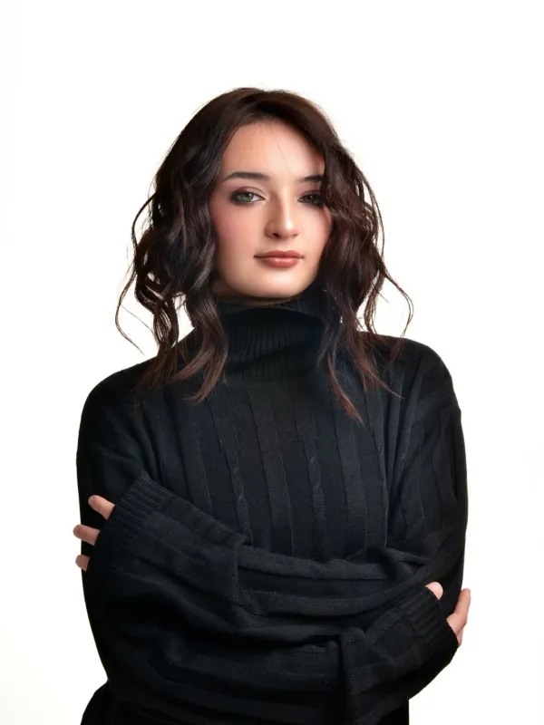 Siyah Balıkçı Yaka Triko